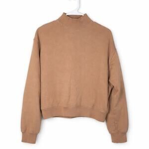TNA Cozy Fleece Mock Neck Sweatshirt – Camel Brown | Aritzia | Size S/M